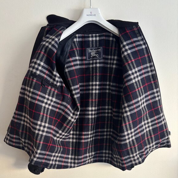 Vintage Burberry England Navy Blue Wool Blouson Zip Jacket Nova Check - 10 - Picture 4 of 16